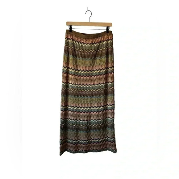 Double D Ranch Dresses & Skirts - Double D Ranch Crochet Pointelle Colorblock Stripe Maxi Skirt Size M